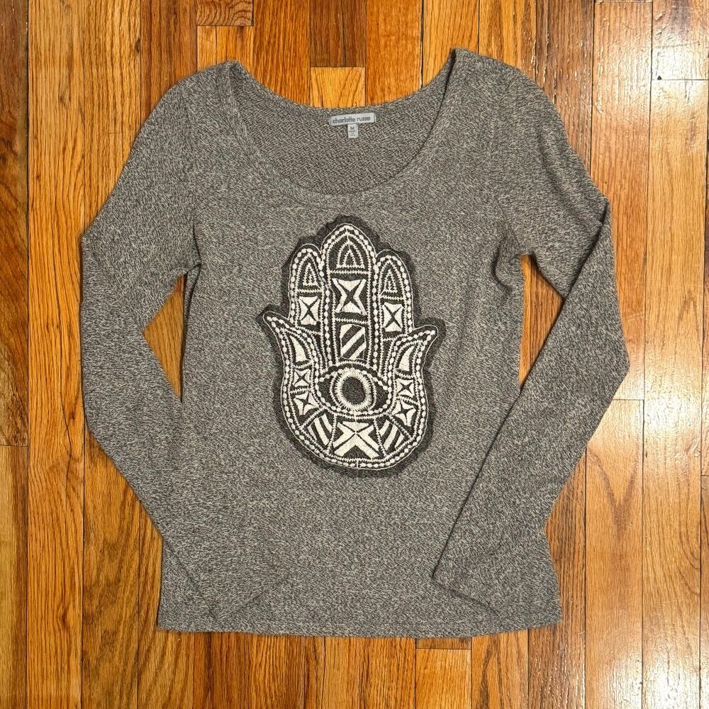 Charlotte Russe Women's Gray Long Sleeve Top Size Medium